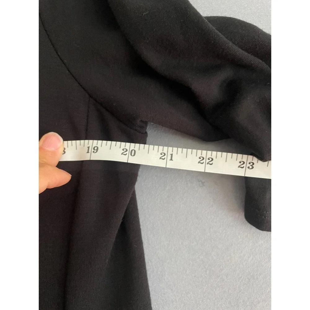 Pure Jill Luxe Tencel M Petite Dress Black VNeck Midi Minimalist 1/2 Sleeve Soft